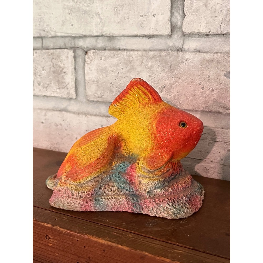 Vintage 90s Rainbow Goldfish Resin Figurine Statue
